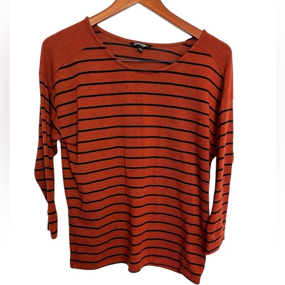 5/20$ Georges Orange Striped Top size medium - Picture 1 of 4